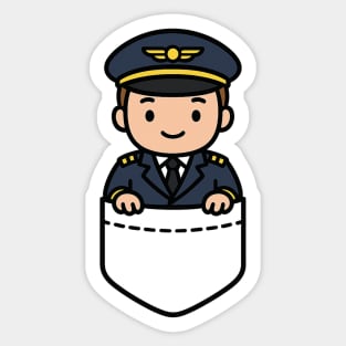 Cute Kawaii Airline Pilot Pocket Cartoon Aviation Travel Sticker